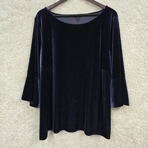 Talbots Shirt Women 3X Velvet Bell Sleeve Scoop Neck Stretch‎ Whimsigoth READ